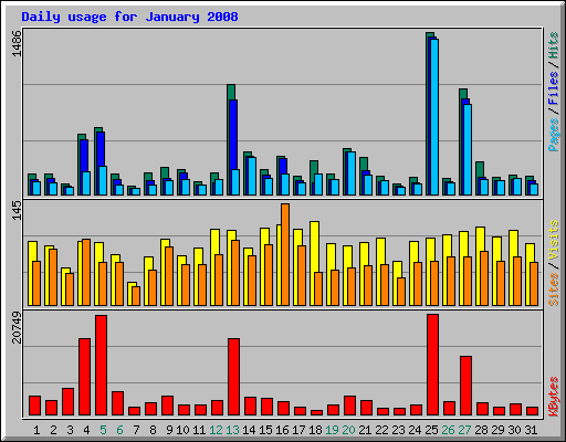 Daily usage for January 2008