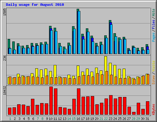 Daily usage for August 2010