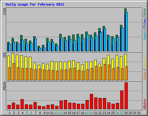 Daily usage for February 2011