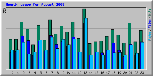 Hourly usage for August 2009