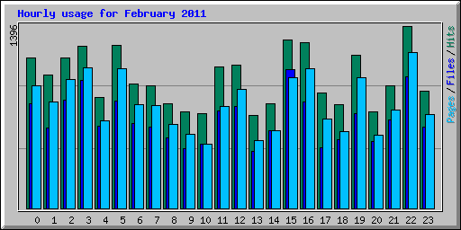 Hourly usage for February 2011